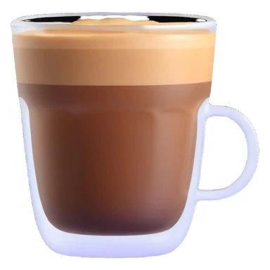 Small Gibraltar glass with cortado espresso, light brown color on top (NOT WHITE), deepening to darker brown at bottom, smooth surface, no froth or swirl sticker