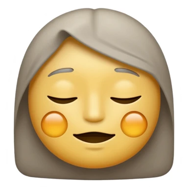 A neutral-colored emoji face (light gray or pale yellow) with half-closed eyes, small dark circles underneath, and a tiny straight-line mouth. A small power symbol (⏻) floats above the head or appears faded on the forehead, suggesting low energy or mental exhaustion. sticker