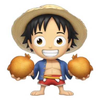 Luffy qui mange une cuisse de poulet sticker