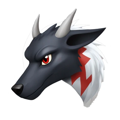 Black Cool Edgy Nargacuga-Houndoom-Garchomp-Absol Fakémon  with White and Red Edgy markings sticker