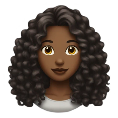 woman brown skin long curly hair black cat sticker
