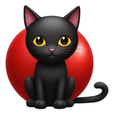 black cat on top of giant red ball sticker