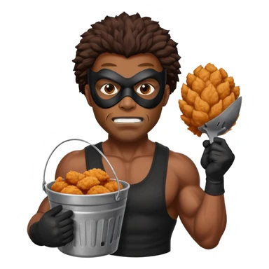 black guy, thug, robber mask, stealing, fried chicken, sticker