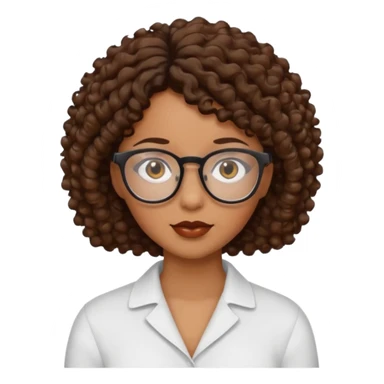 black woman brown eyes brown short curly hair with glasses sticker