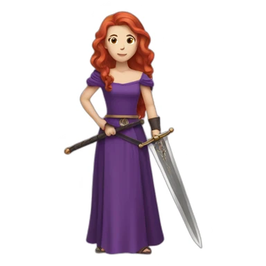 redhead women in purple dress with sword sticker