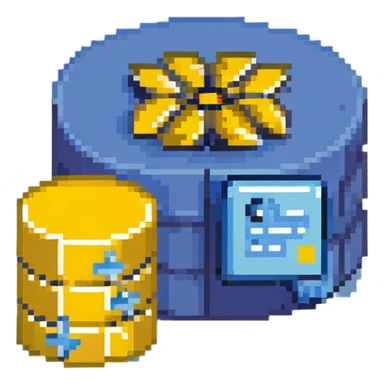 SQL database icon with tables and query symbols in blue color scheme sticker