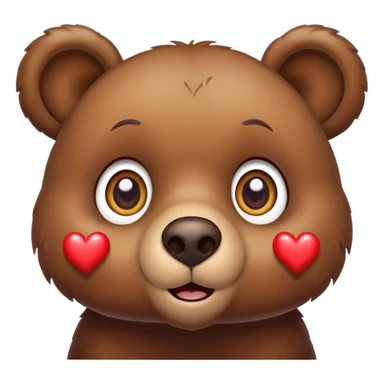 Bruine bear met grote ogen en hartjes om hem heen sticker