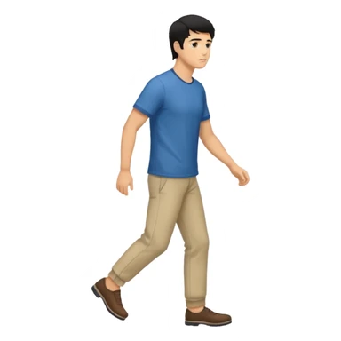 The Walking Man black hair all body from the side and taking a step sticker