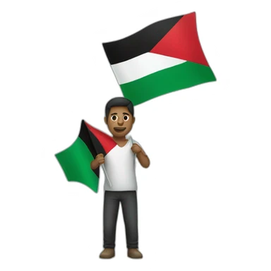 Man holding Palestinian flag sticker