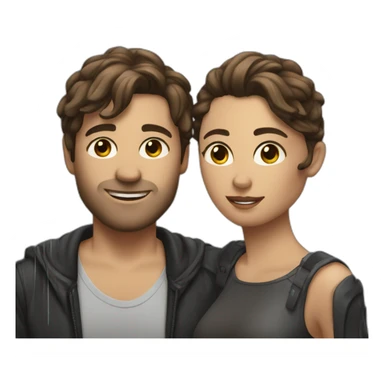 Brown hair wet couple at a techno party sticker