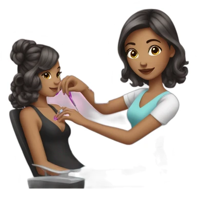 girl with dark blond hair doing nails in a salon sticker