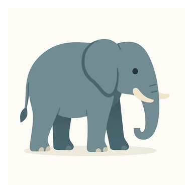 flat design style elephant white background sticker