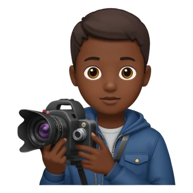 young boy cameraman hold a camera, dark kin sticker