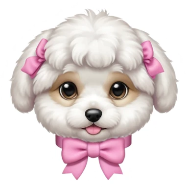 Schichon puppy playing, pink bow on collar sticker