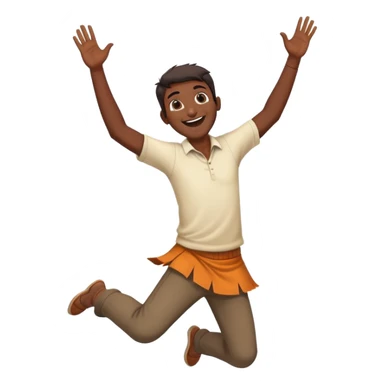 happy tall Indian person jumping with excitement, winning pose sticker