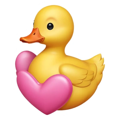 Yellow duck inside pink heart sticker