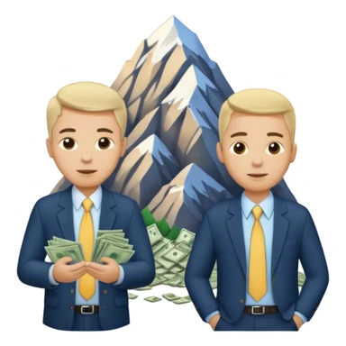 deux chef d'entreprise, un en train de compter sa montagne de billet et le deuxième derrière lui  poche vide pas d'argent  sticker