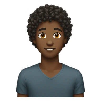 Black teen boy with curly hair  sticker