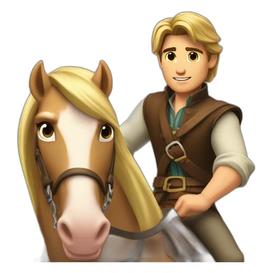 Rapunzel and Flynn Rider riding on a horse sticker