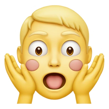 yellow face emoji with hands appearing to strangle itself, exaggerated cartoon expression sticker