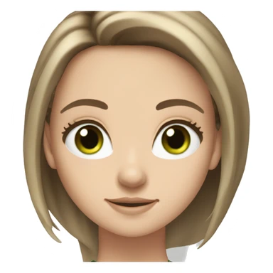 Fair skin white girl middle part brunette long hair bright green eyes sticker