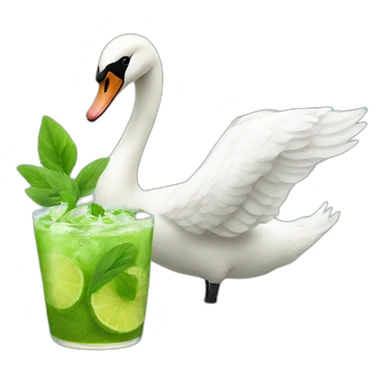 swan drinking mojito sticker