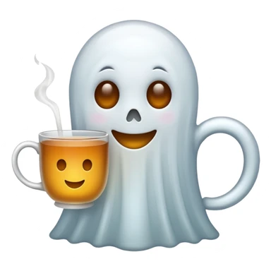 Ghost emoji holding a cup of tea sticker