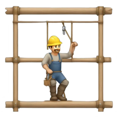 medieval scaffolder at work, on a scaffolding structure sticker
