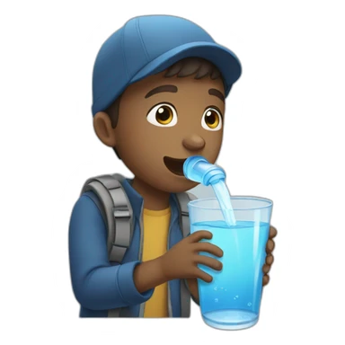 Boy drinking water  sticker