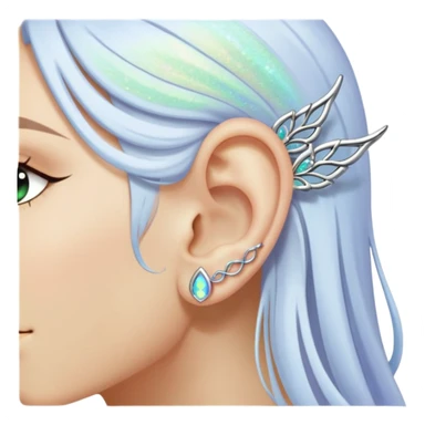 Elvish fae shiny sparkly iridescent translucent diaphanous ear climber ear cuff sticker