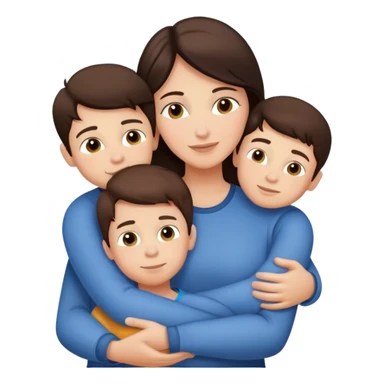 Brunette mom hugging 3 sons  sticker