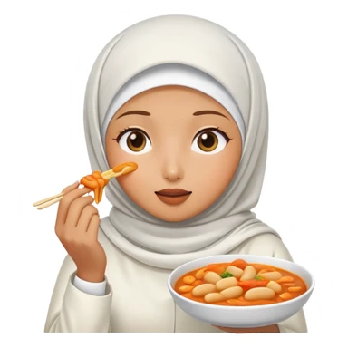 White hijab girl and tteokbokki sticker