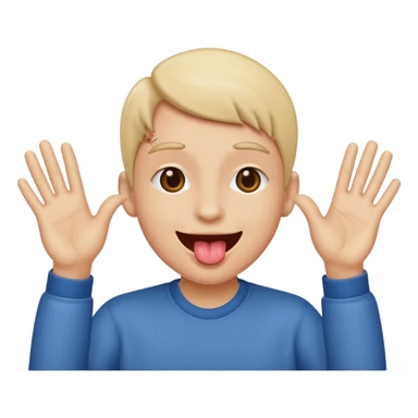 tongue out with hands on both sides sticker