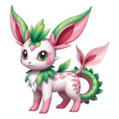 Shiny Exotic Cute Adorable Majestic Ethereal Sparkly Flygon-Sylveon-Leafeon-Shaymin-Hybrid-Creature with white pattern-markings sticker