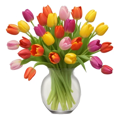 100 colorful tulips in a clear vase sticker