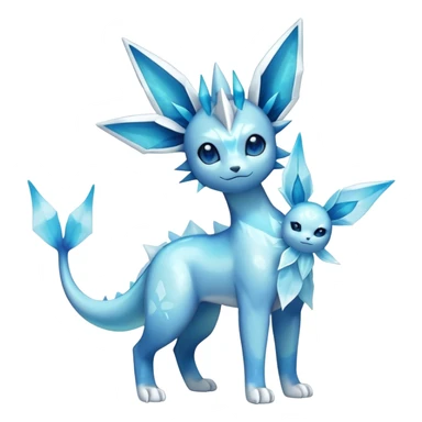 Shiny Cool Sparkly Cute Ethereal Glaceon-Vaporeon-Fakemon-hybrid-fusion- full body sticker