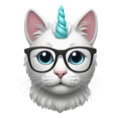 cat with unicorn and glasses sticker
