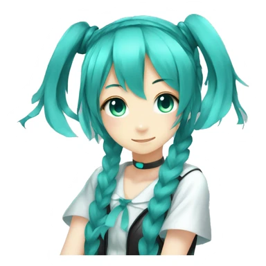 Girl with teal-blue pigtails hatsune miku vocaloid sticker