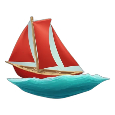 Un bateau au voile rouge sticker