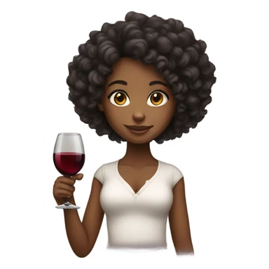 Cute black girl with curly hair holding a wine glass sticker