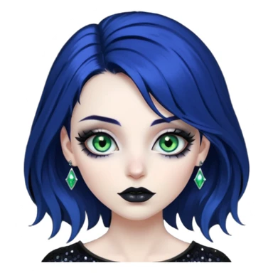 Beautiful dark-deep-abyss-midnight-blue abyssal gloomy dark edgy pretty sparkly shimmering glammed up dolled up ethereal Gorgeous Vampiric Edgy Anime Lady With Black grey green  sticker