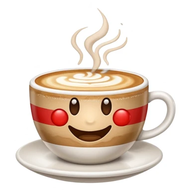 cartoon cappuccino cup emoji with Italian flag latte art, steam forming goofy shapes, dazed expression, symbolizing Italian brainrot sticker
