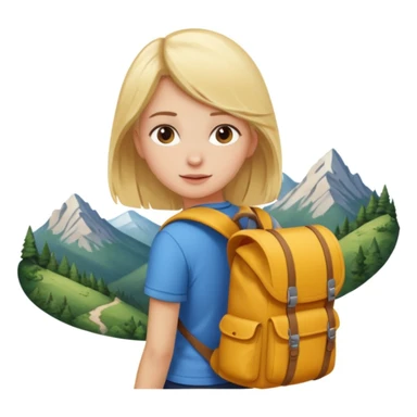 girl back packing mountains background  sticker