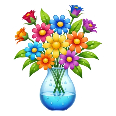 a bouquet of flowers in a clear glass vase sticker