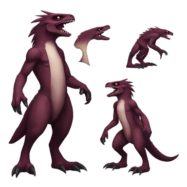 Maroon Edgy Badass Sergal-raptor-vernid full-body sticker