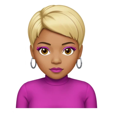 Tionne T-Boz Watkins with blonde short hair, brown eyes, magenta outfit sticker