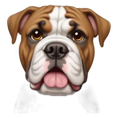 brown and white english bulldog tête sticker