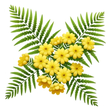 Cinematic Realistic Acacia Emoji, Bright and cheerful, with clusters of fluffy yellow flowers blooming along delicate branches. The wattle’s soft, fern-like leaves sway in the breeze, radiating a sense of warmth and joy. Soft glowing outline, capturing the essence of Australian sunshine, warmth, and beauty in a vibrant acacia tree! sticker