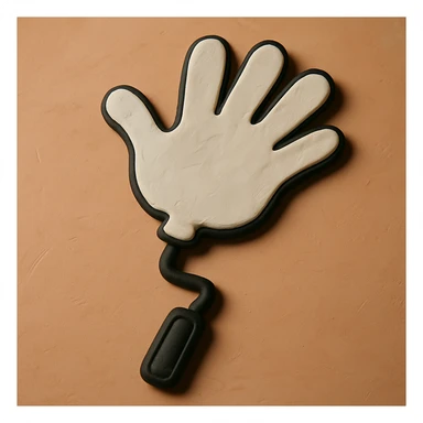 Remove the face from the cartoon style plastic slap hand. Keep the white hand, black handle stick, and black border. Maintain the cartoon plastic slap hand style with a clean look without the face. sticker