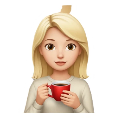 Blonde girl with a cup of coffee in the kitchen  sticker